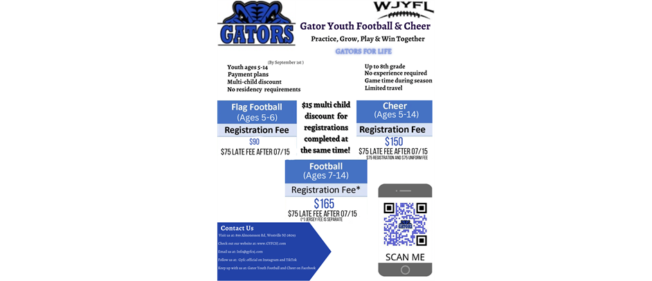 Registration opens 4/1 for the 2023 Gator season!!!